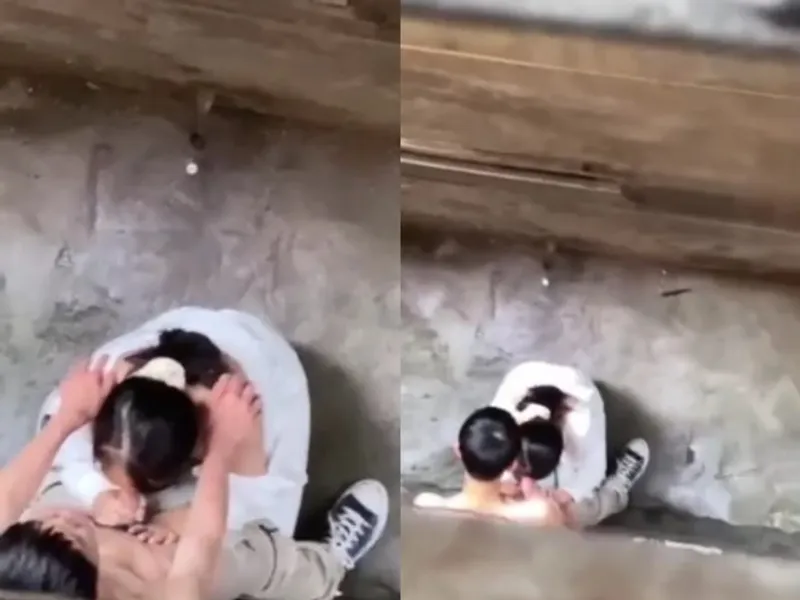 Quay lén nữ sinh bú dương vật anh bồ ở khe nhà